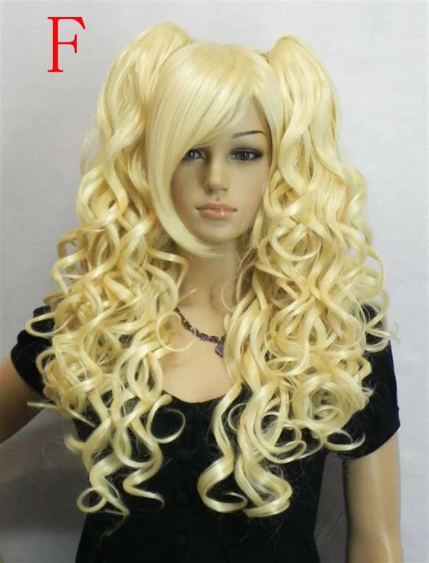 

Rainbow Cosplay Wig two Ponytail 2 Clip-On Long Curly Synthetic Hair Wigs