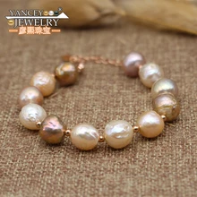 Натуральный яркий светильник в форме барокко, пресноводные жемчужные браслеты для женщин, S925 богемный простой модный браслет