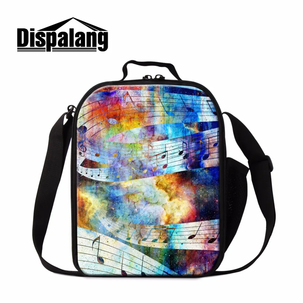 

Dispalang Cool Lunch Container Music Pattern for Kids School Personalized Insulated Cooler Bag Messenger Lunch Bag for Girls boy