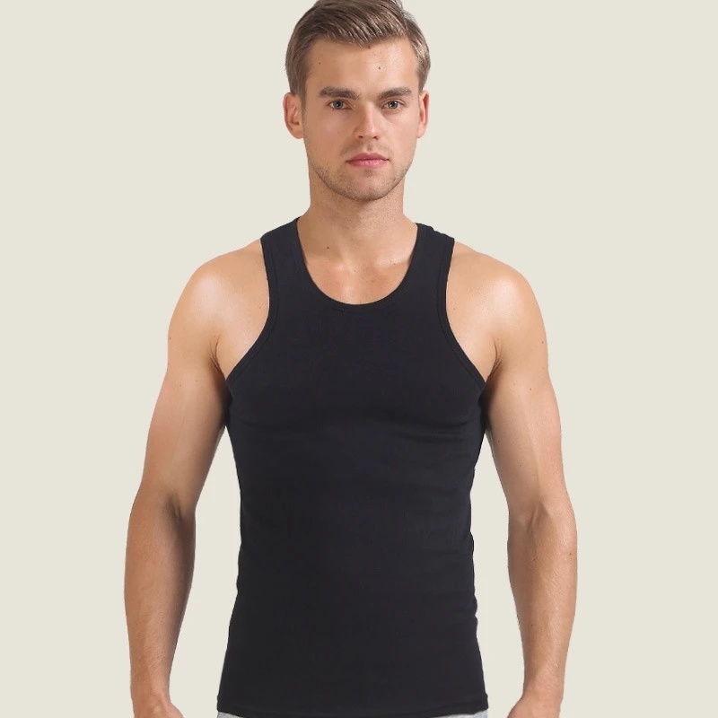 Tank Tops Men Slim V neck Vest Thin Solid Color Summer Sleeveless Tops