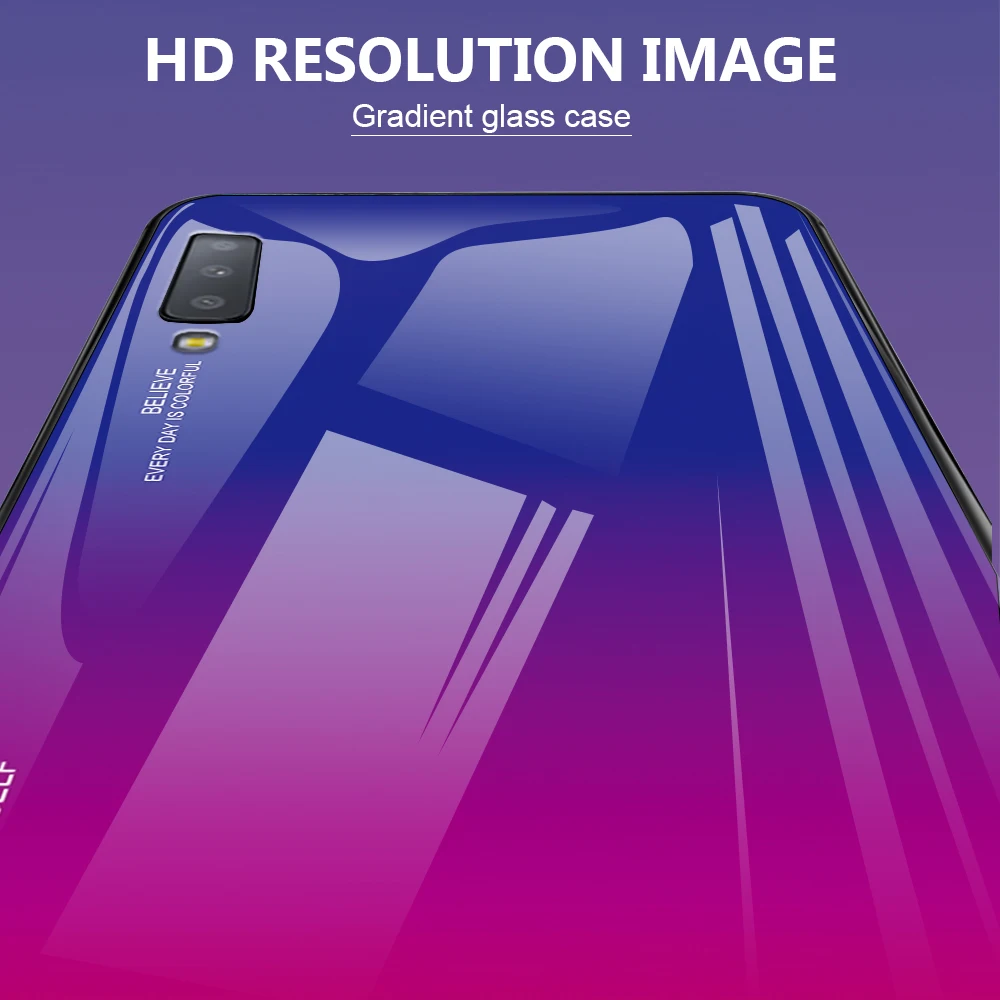 10 шт./лот для Galaxy A7 градиент закаленное Стекло Жесткий Чехол Крышка для телефона из мягкого ТПУ и силикона с прочной Стекло задняя крышка для samsung A7