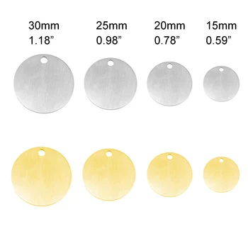 

Wholesale 50pcs Stainless Steel Round Charm Pendant Blank Tag Matte Inner Loop Print Both Sides Brush Polished
