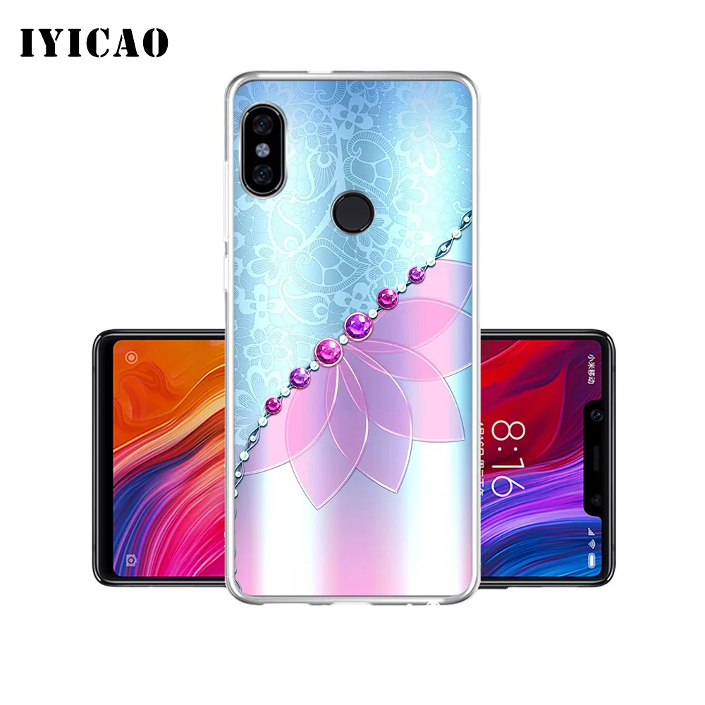 IYICAO Мягкий силиконовый чехол для телефона с цветочным принтом и стразами Xiaomi Mi 9 8