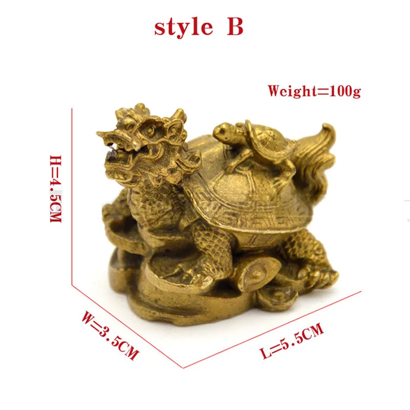 Китайский латунный по феншуй дракон; черепаха, богатство, деньги, статуя Лаки, медные изделия, украшения для дома, подарок, металлические изделия ручной работы