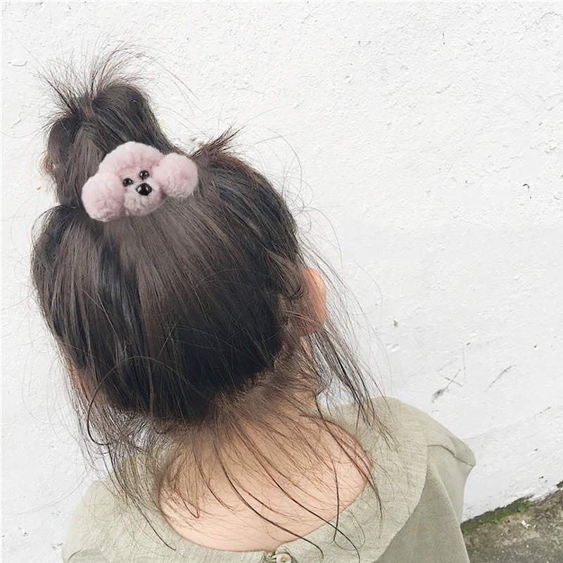 Популярные милые заколки для волос для маленьких девочек; креативная веревка для волос; 1 шт.; Плюшевые 3D; Лидер продаж; корейские аксессуары для волос в форме собаки