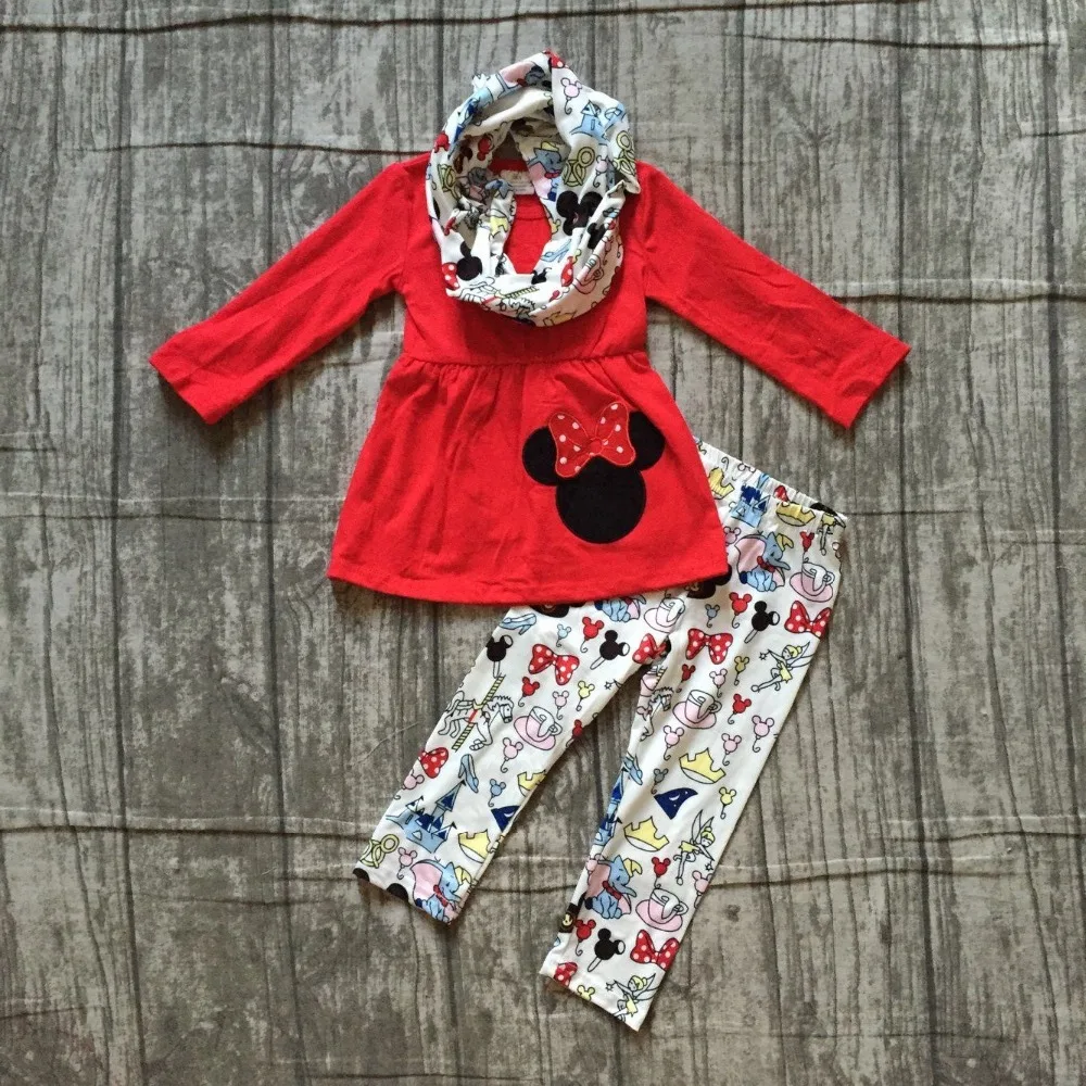 

baby girls winter OUTFITS girls 3 pieces with scarf set baby girls red top witth long pants outfits girls party boutique clothes