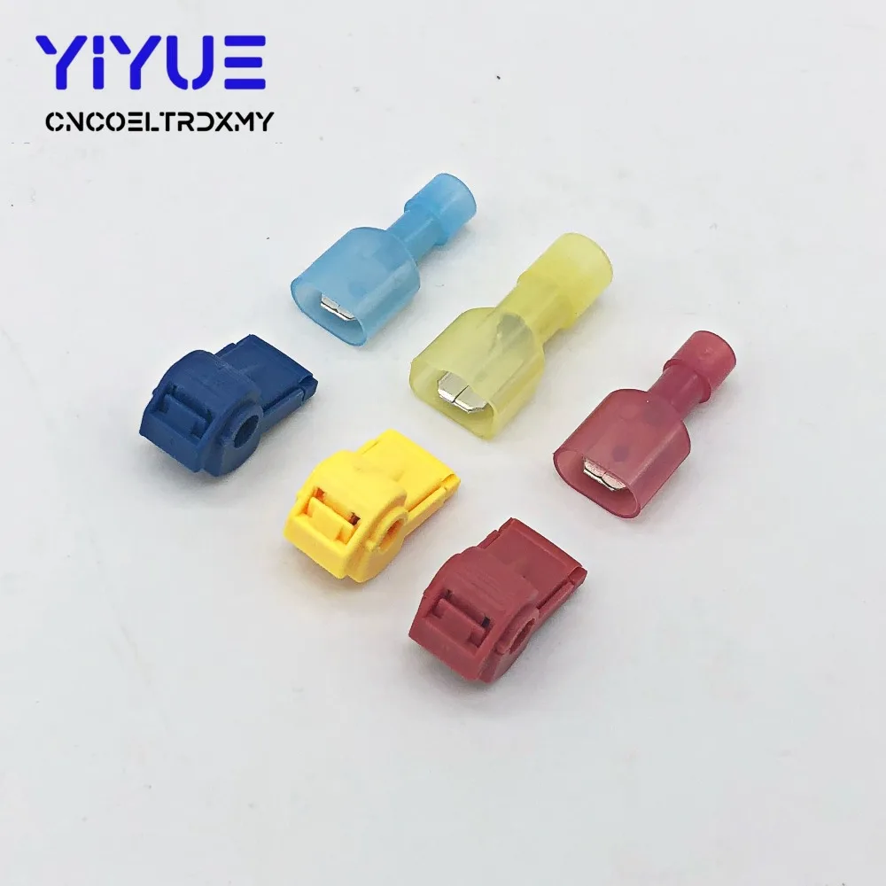 

20PCS/10Pairs Male Spade & Lock Quick Splice Wire Connector Set Snap Fast Easy Lock Electrical Cable Crimp Terminal 22-10 AWG