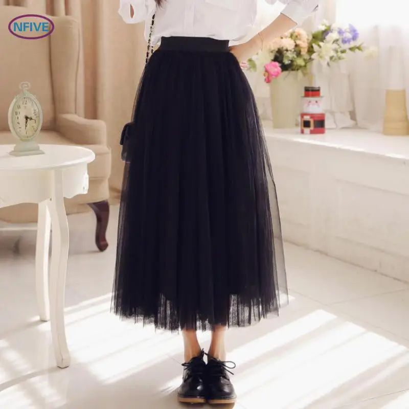 NFIVE Brand 2018 Women Jacobs Long Skirts Korean Summer New Lace Stitching High Waist Fashion Quality Solid Color A Word Skirt | Женская