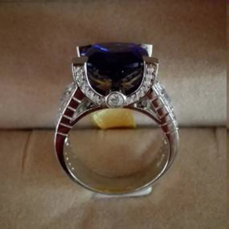 Qi Xuan_AAA синий камень Rings_Fashion Rings_S925 Твердое Серебро с голубым камнем Квадратные Кольца_ производитель прямые продажи