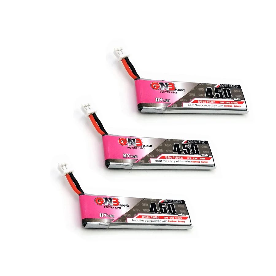 

3PCS Gaoneng 450mah 3.8V 80C HV Lipo battery PH2.0 Plug for Eachine M80S TINY6 Tiny7 Beta75S for Emax Tinyhawk Snapper7 RC Drone