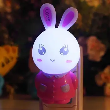 

Sensor Control LED Rabbit Night Light Plug Charge Wall Lamp Bed Lamp Baby Night Lamp Children'S Room Birthday Gift With US Plug