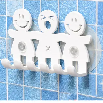 

12*7CM Cute Smile Face Sucker 5 Position Toothbrush Holder Suction Hooks Bathroom Accessories Family Set Wall Toothbrush holder