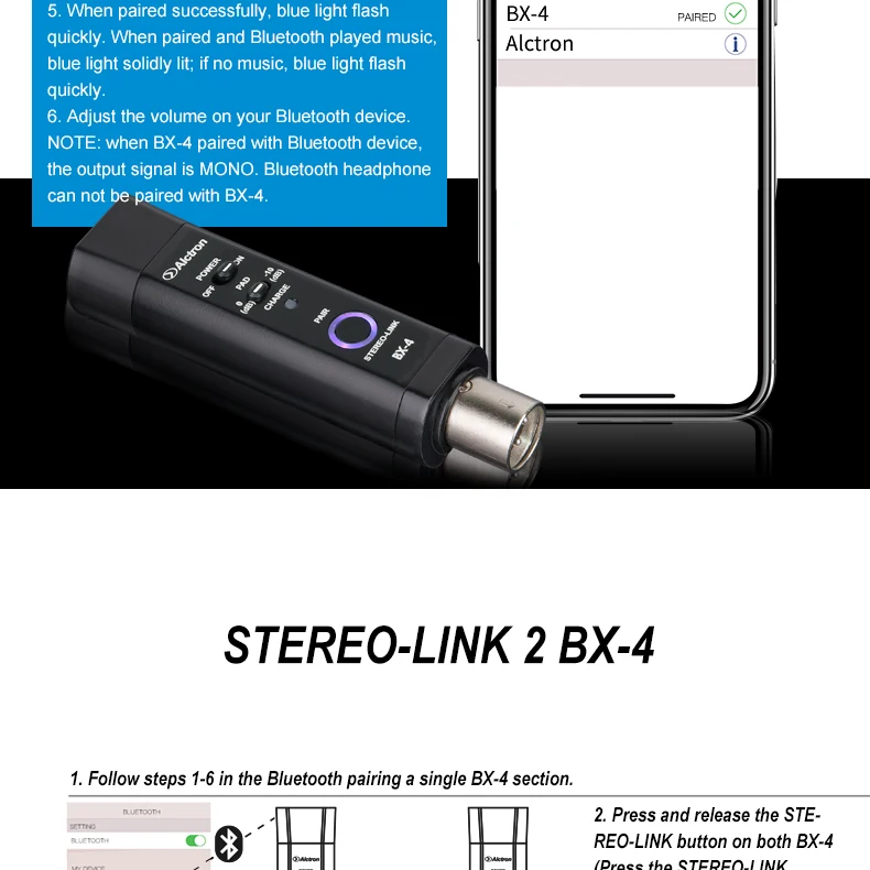 Alctron BX-4 беспроводной Bluetooth аудио приемник беспроводное соединение Проводные изменения к Bluetooth 4,0 беспроводной Bluetooth