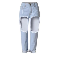 Горячие модные женские джинсы повседневные женские джинсы прямые с прорезями джинсовые рваные джинсы для женщин джинсовые брюки женские