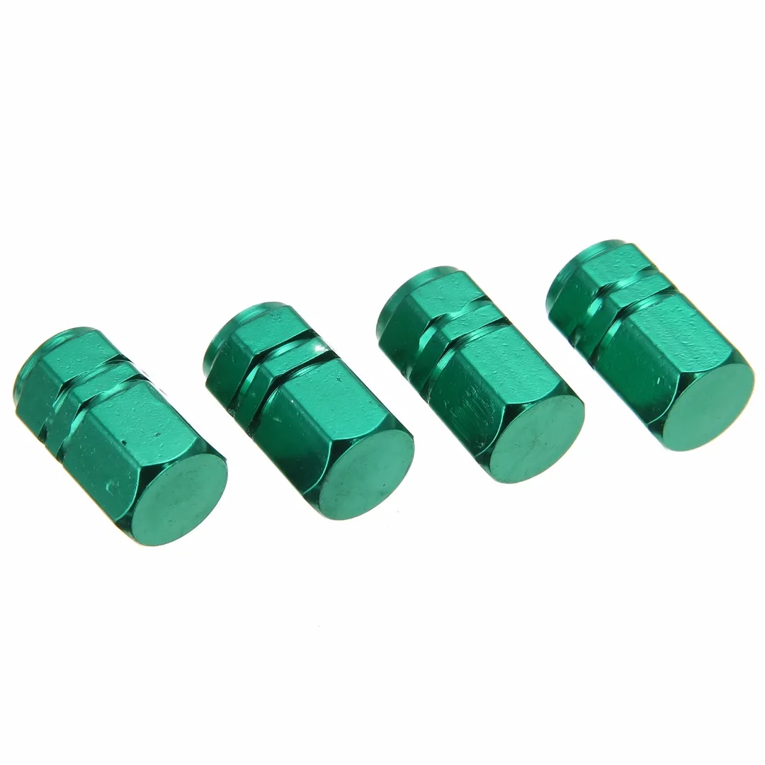 Mayitr 4pcs Universal Aluminum Car Wheel Tire Tyre Valve Air Stem Cap Cover Green Lightweight for Preventing Leakage