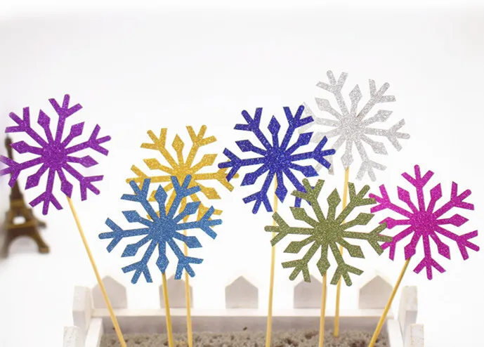 

1pc Multi Colors Christmas Cake Flag Topper Snow Flags For Xmas Birthday Party Cake Baking Decoration Supplies