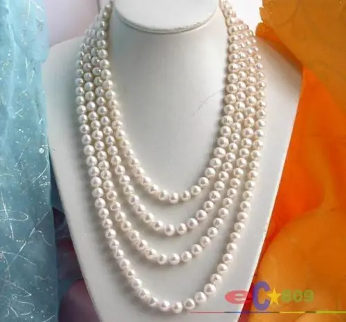 

song voge gem nanJ0174 LONG 100"9- 10MM ROUND WHITE FW CULTURED PEARL NECKLACE