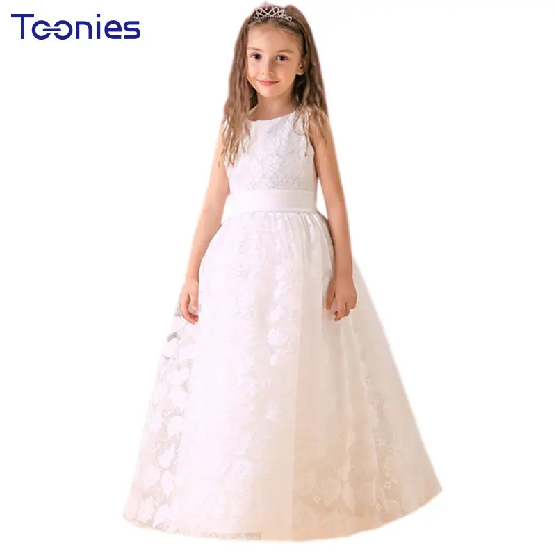 

Children's Long Wedding Dresses Girl Party Baptism Clothes Kids Baptism Party Prom Dress Mesh Party Ball Gown Carnival Costumes