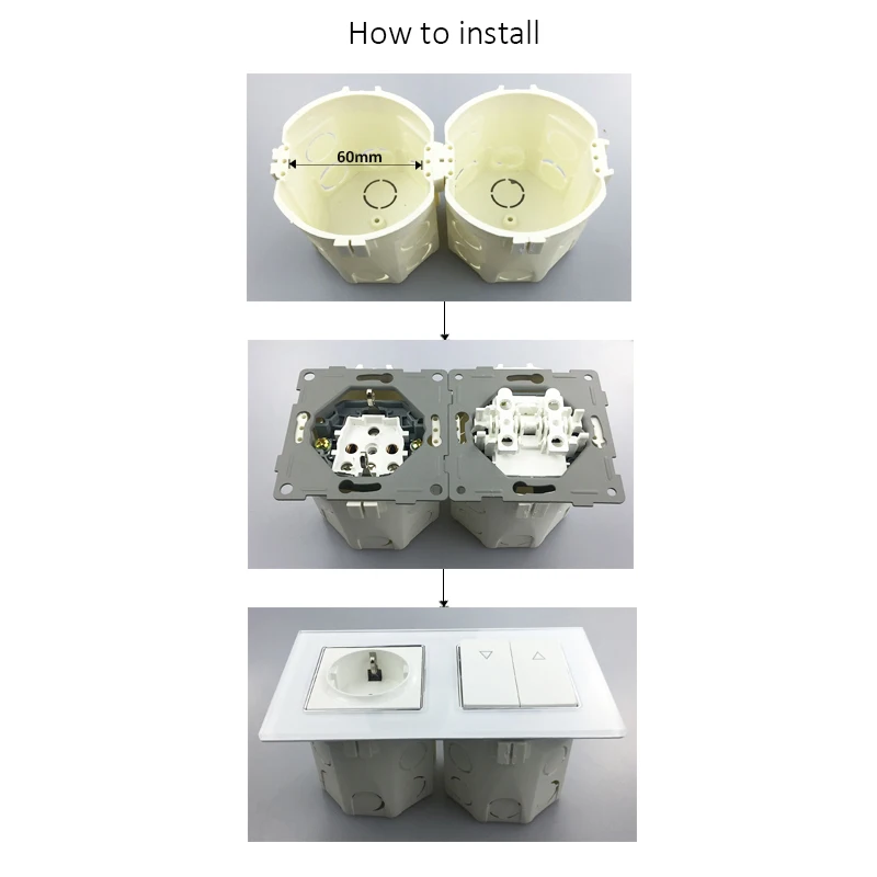 Najtaniej New Arrival Wallpad luksusowe białe szkło kryształowe Schuko podwójny przełącznik 3 Gang 2 Way ścianie włącznik światła z pazury do montażu na