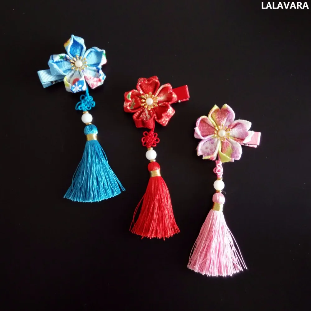 LALAVARA микс матч 50 шт половина-готовая Ткань Цветы для DIY kanzashi заколки для волос