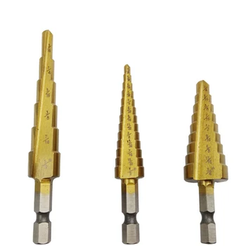 

3pcs High Speed Steel Step Cone Drill Bit Set 3/16-1/2'' 1/4-3/4'' 1/8-1/2''
