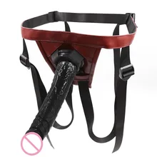Lesbian couples sex toys leather female chastity belt waistline Leg circumference adjustable red chastity pants with dildo ring.