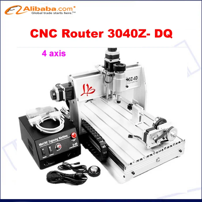 Newest 3d cnc wood carving machine for sale 3040Z DQ with 4th axis