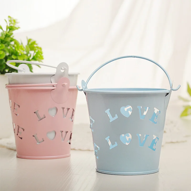 

30x Mini Metal Buckets Candy Favor Pail Wedding Party Christening Gift Table Decoration Mini Heart Tealight Bucket Candle Holder