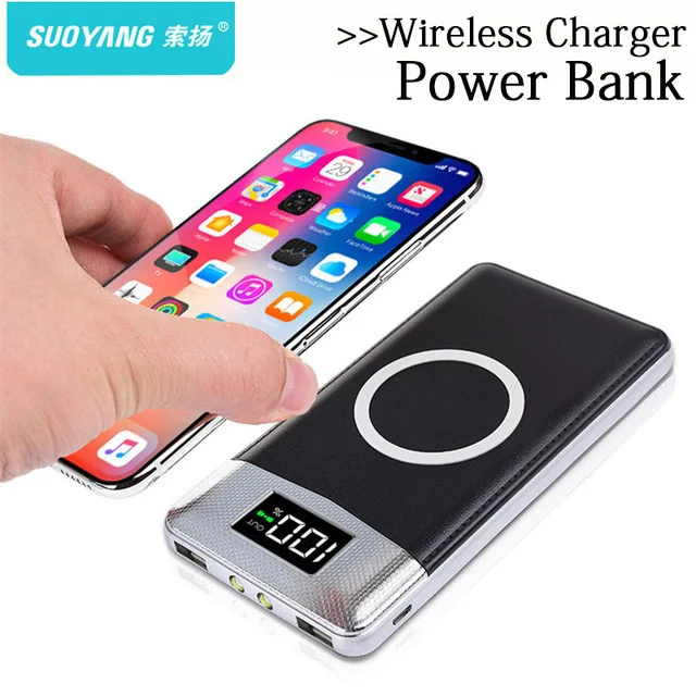 Wireless Charger Powerbank Portable 30000mah Power Bank External Battery Bank Built-in QI Wireless Charger For iPhone Samsung Wireless Charger Powerbank Portable 30000mah Power Bank External Battery Bank Built-in QI Wireless Charger For iPhone Samsung