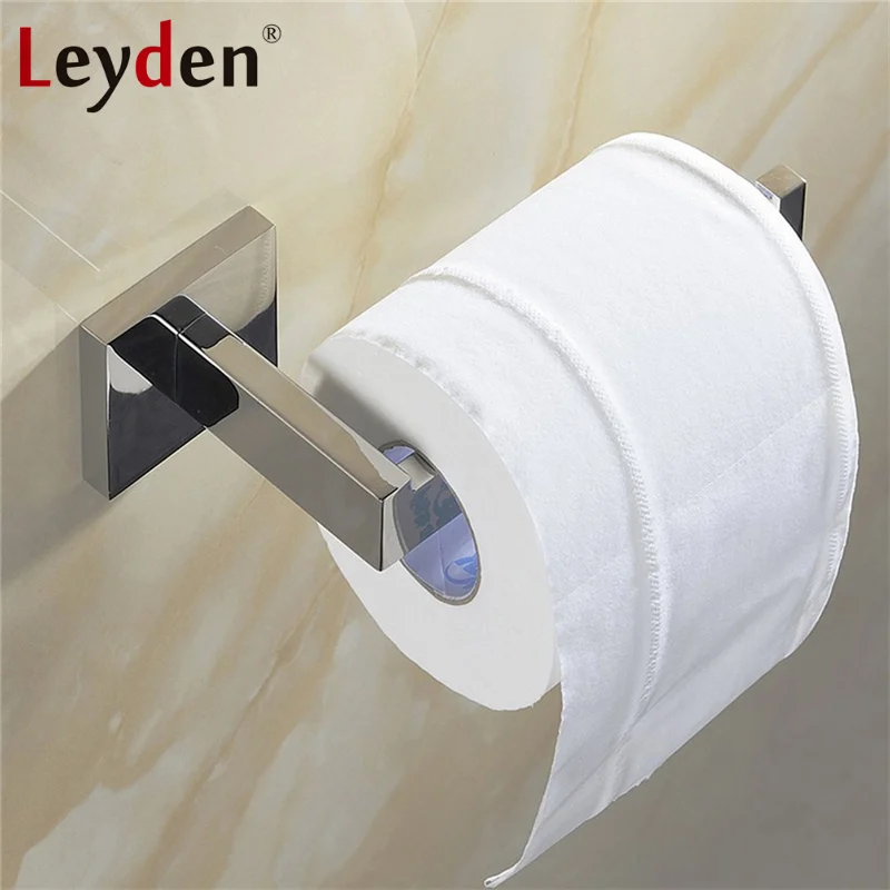 Leyden SUS 304, нержавеющая сталь, аксессуары для ванной комнаты, набор, хромированная полированная бумага, держатель для полотенец, крючок для халата, аксессуары для ванной комнаты - Цвет: Toilet Paper Holder