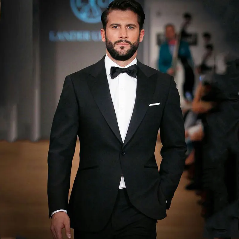 

Handsome Black Men Suits Pants Groom Wedding Tuxedos Terno Masculino Slim Fit Costume Homme 2Piece Formal Man Blazer Prom Party