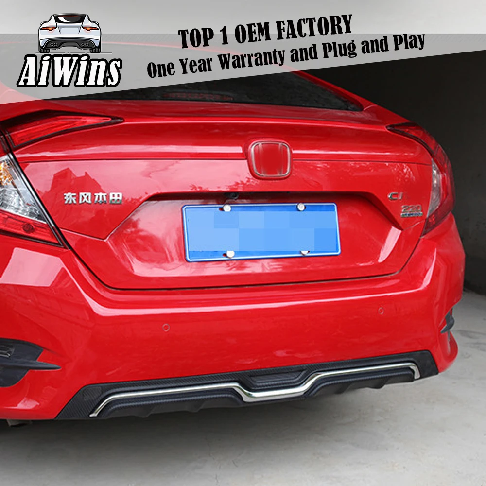

Car Styling ABS Rear bumper spoiler For Honda Civic 2016 back bumper guard cover spoiler trim car Decoration Accessories