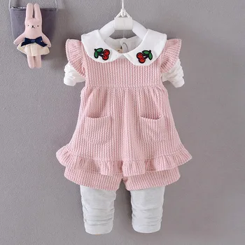 

2017 Autumn Children Vest Three Piece Suit for Children Girls Cotton Casual Suit Children Spring Set