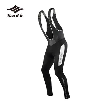 

Santic Winter Cycling Pants Men Long Fleece Thermal Bicycle Pants Pro Team Coolmax Padded Road Mountain Bike Pants Bib Tights