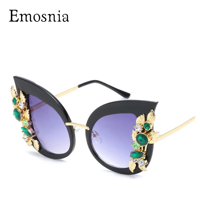 

Emosnia Fashion Ladies Rhinestone Cat Eye sunglasses Women Designer Sexy Shade for Female Sun Glasses Luxury Black Pink Color