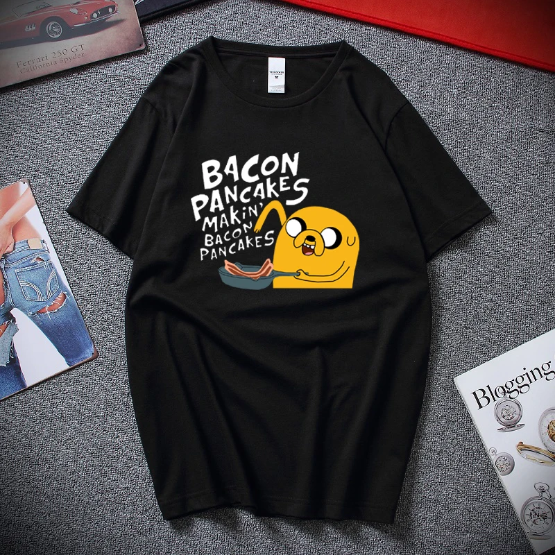 Mens Womens Jake and Finn Bacon Pancakes Tee Tops Adventure Time T Shirt S-2XL