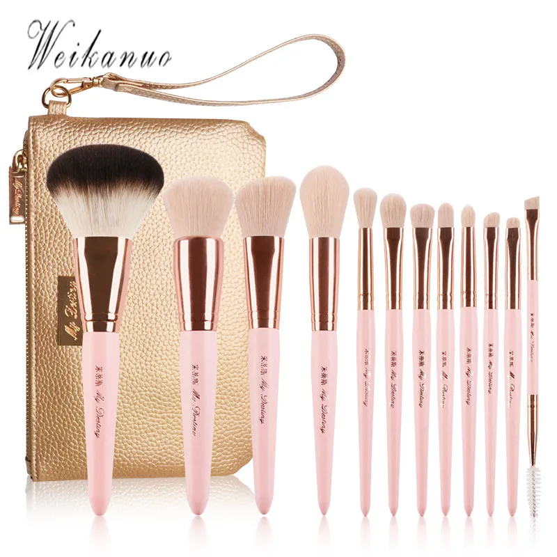 

12PCS Professional Makeup Brushes Set High Quality Make Up Brushes Bag Eye shadow Blush brush Plant fiber Make-up Tool Kit