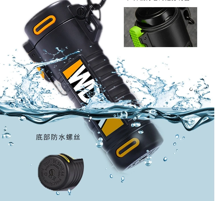 

high tech high Waterproof with LED light double arc charging USB electronic cigarette lighter