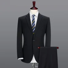 Брендовый мужской свадебный костюм, одежда на одной пуговице, коллекция года, весенне-осенне-зимние мужские деловые тонкие черные официальные костюмы, 2 шт., 3 шт
