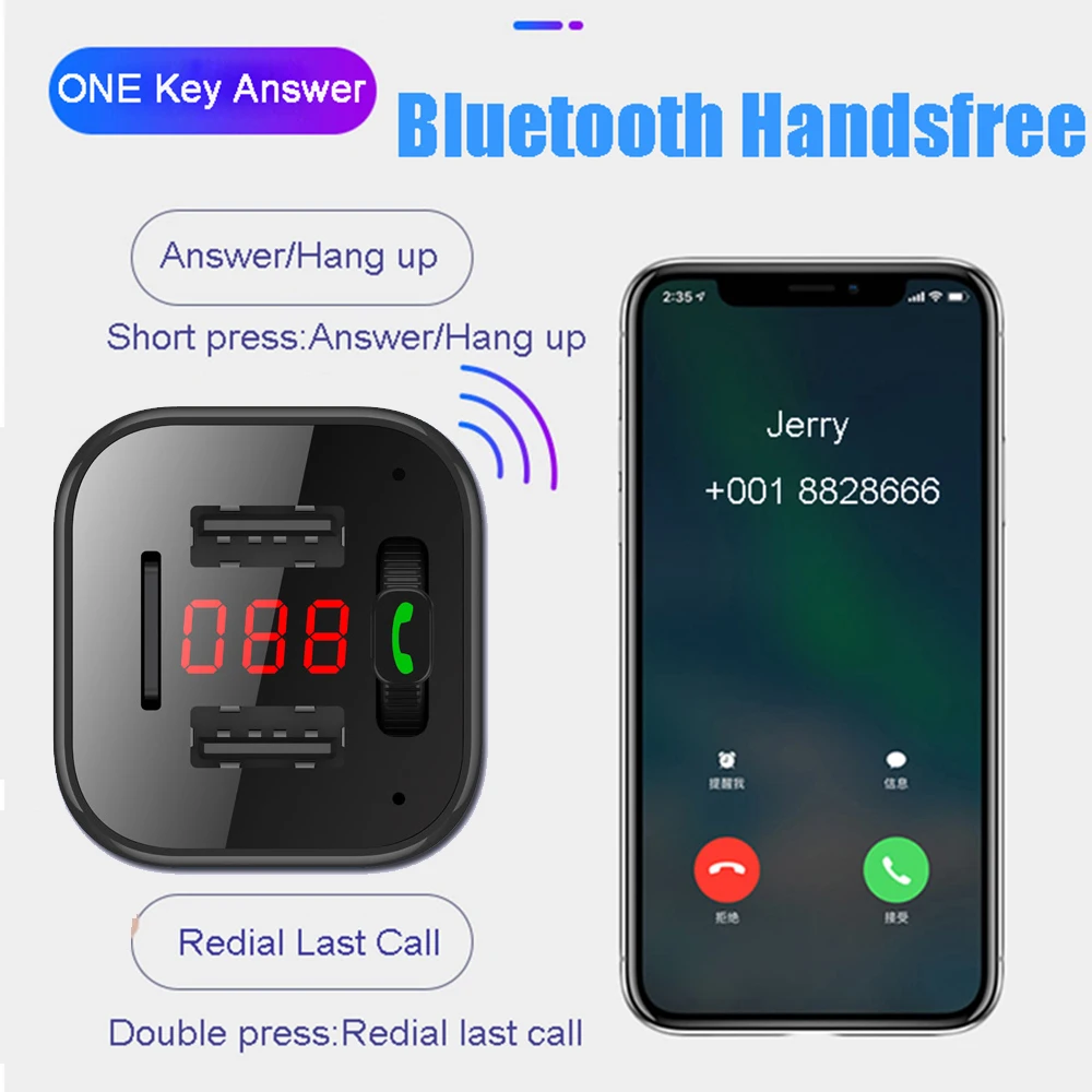 Подключение 2 телефонов Bluetooth 5,0 fm-передатчик Hands free Беспроводная Автомобильная радиостанция укв с усилителем типа вибратора адаптер автомобильный mp3-плеер двойной USB зарядное устройство