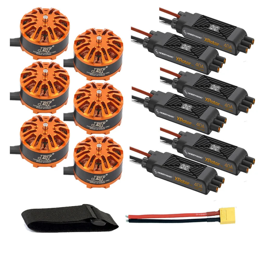 

DIY 6-axis Quadcopter Motor Combo 6pcs 3508 380kv Motor 6pcs Hobbywing XRotor Pro 40A ESC XT60 Connector Fastening Tape Parts