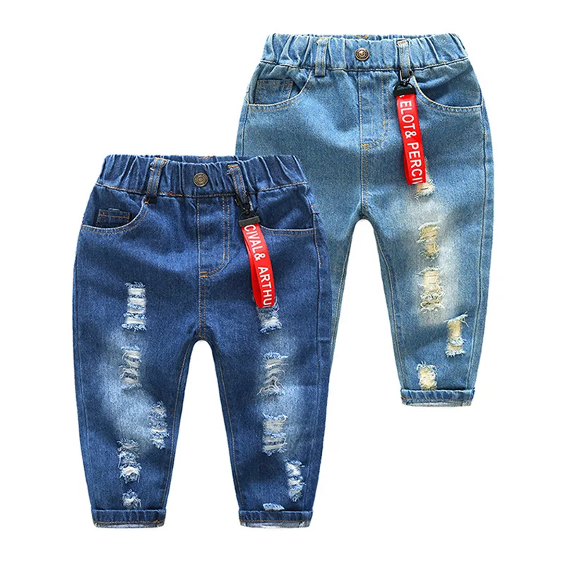 

2019 Spring Summer Baby Boy Jeans Pants Cotton Holed Distrressed 90-130 cm Kids Boys Denim Jeans Boys Trousers 2 4 6 Years