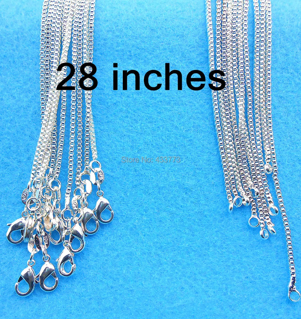 28 inch 925 Sterling Silver Necklace Silver925 Jewelry Box Necklaces