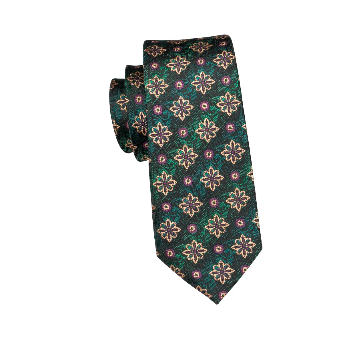 C-1666 Hi-Tie Corbata цветочный узор мужские галстуки зеленый фиолетовый оранжевый шелковые галстуки Hanky запонки жаккардовые тканые