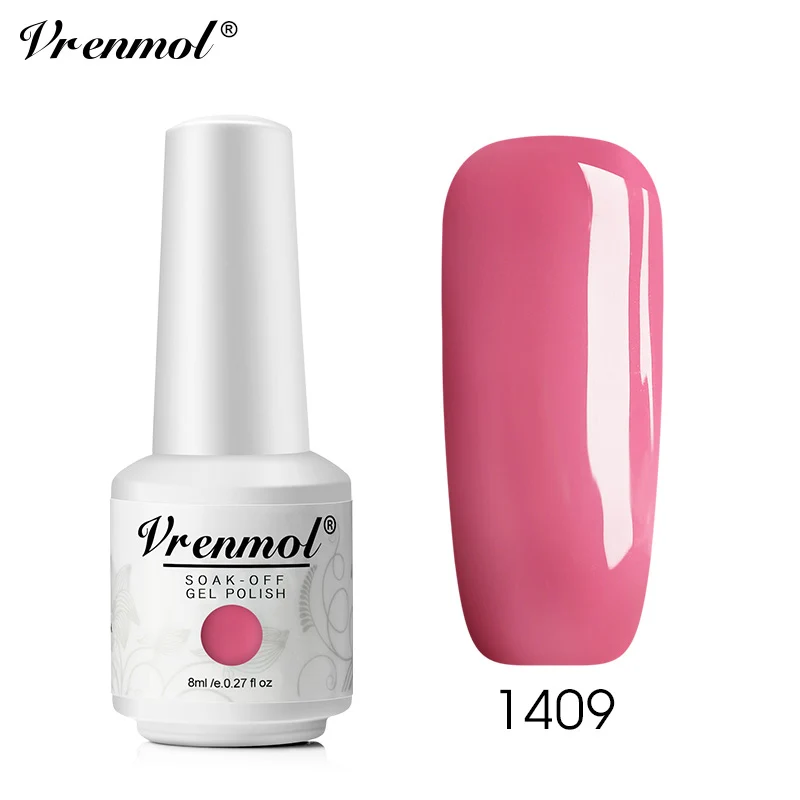 Vrenmol, 8 мл, французский цвет телесного цвета, лак для ногтей, советы для дизайна ногтей, УФ Гель-лак, гибридный маникюрный клей для ногтей, нужен верхний базовый слой, грунтовка - Цвет: 1409