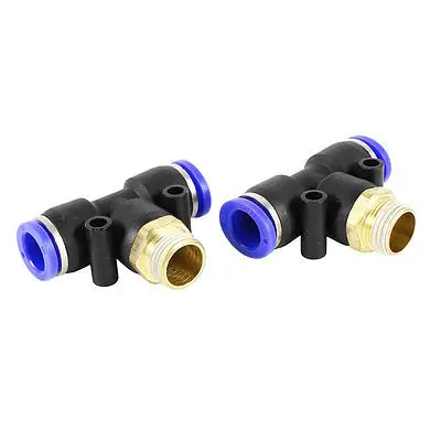 

3/8PT Thread 12mm Dia Tube T Shaped Air Pneumatic Quick Fittings Jointer 2pcs Free shipping