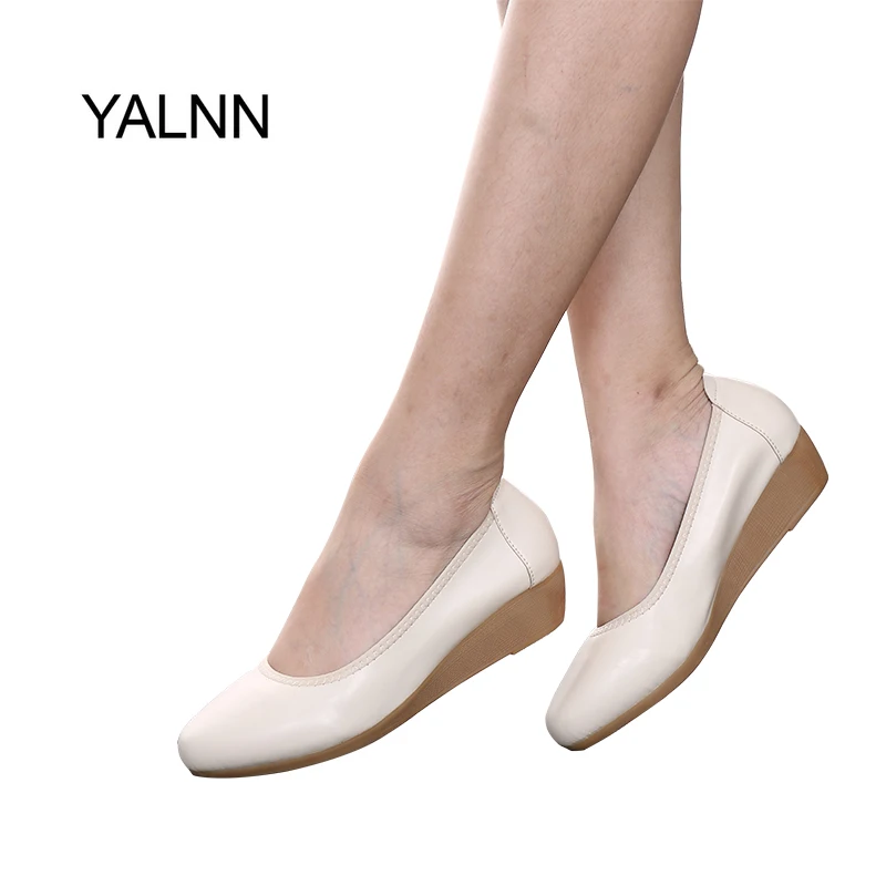 Vente YALNN Femmes Appartements Chaussures En Cuir 1.5 cm 3 cm 5 cm Talons Femmes Appartements Plate Forme Chaussures Bout Pointu appartements En Cuir Fille Chaussures