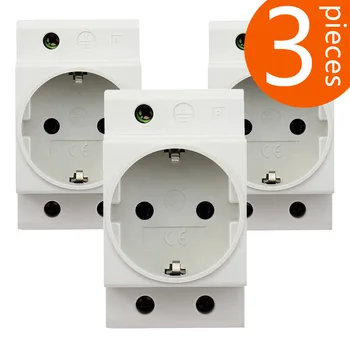 

3Pieces EU type Din Rail Mount AC30 Power Modular Socket 16A 250V AC30 socket Connector