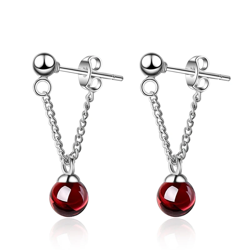 

KOFSAC New Fashion 925 Silver Earrings For Girl Jewelry Cute/Romantic Crystal Red Pink Ball Earring Lady Valentine's Day Gifts
