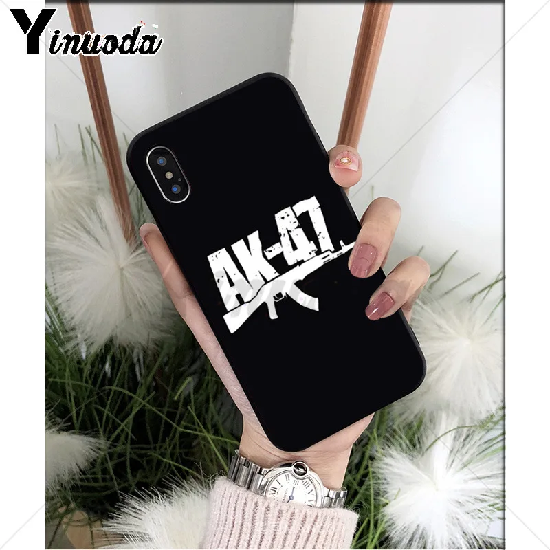 Yinuoda AK47 пистолет ТПУ Мягкий силиконовый чехол для телефона чехол для iPhone X XS MAX 6 6s 7 7plus 8 8Plus 5 5S SE XR